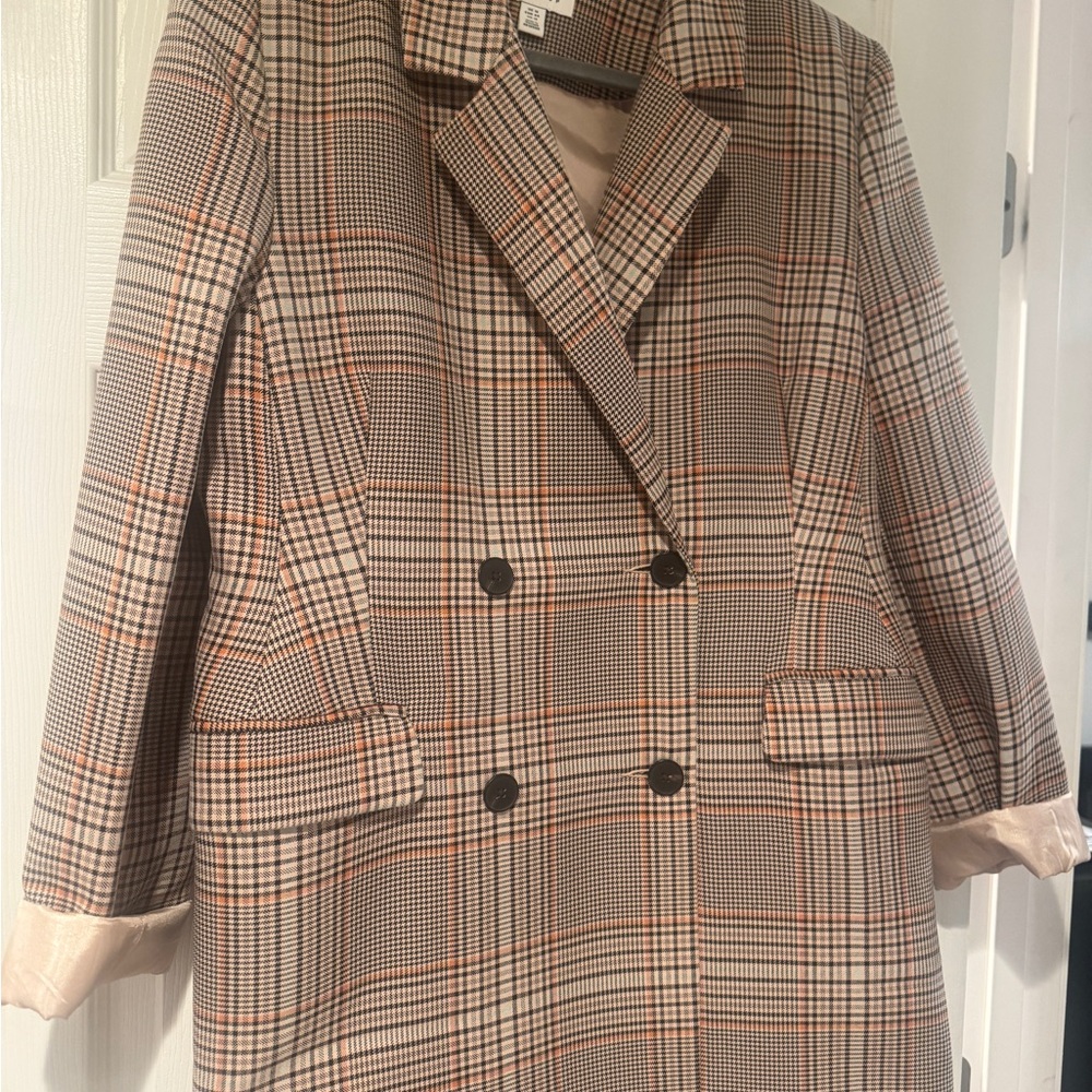 Plaid Double-Breasted Women's Coat